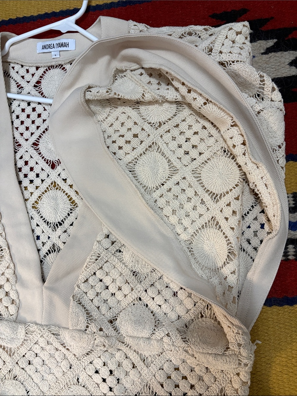 Andrea Iyamah Knit Crochet Dress in Cream - Picture 8 of 8